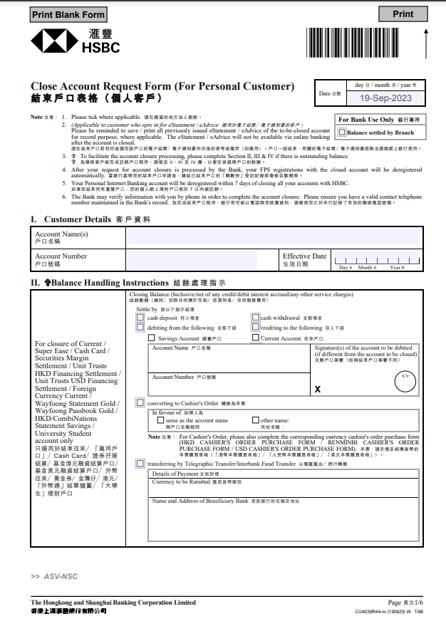 HSBC Hong Kong Bank Account Closure Guide